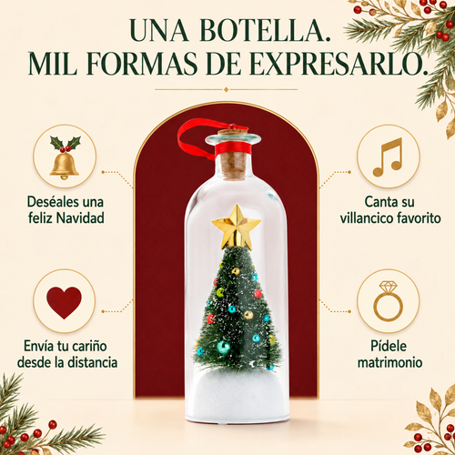MEMORA Botella Navideña con Mensaje de Voz