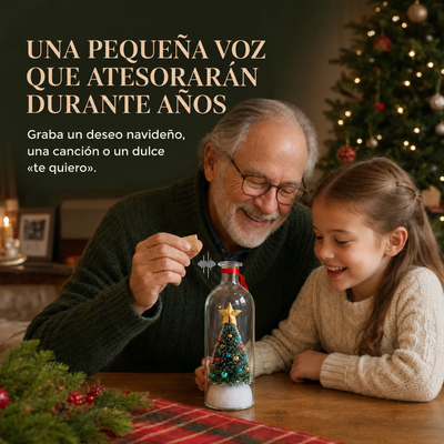 MEMORA Botella Navideña con Mensaje de Voz